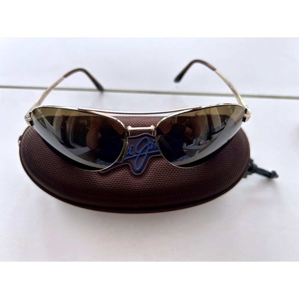 Maui Jim Pilot MJ-210-16 Gold Aviator Polarized Sunglasses Made in Japan